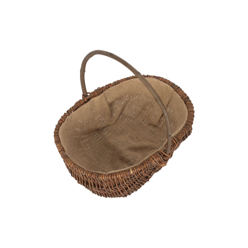 Wicker Willow Unpeeled Lined Garden Trug Basket, 36cm H x 40cm W x 30cm D