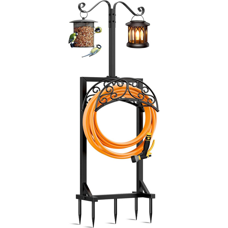 Porte-boyaux d'arrosage avec 5 pointes et 2 crochets de berger