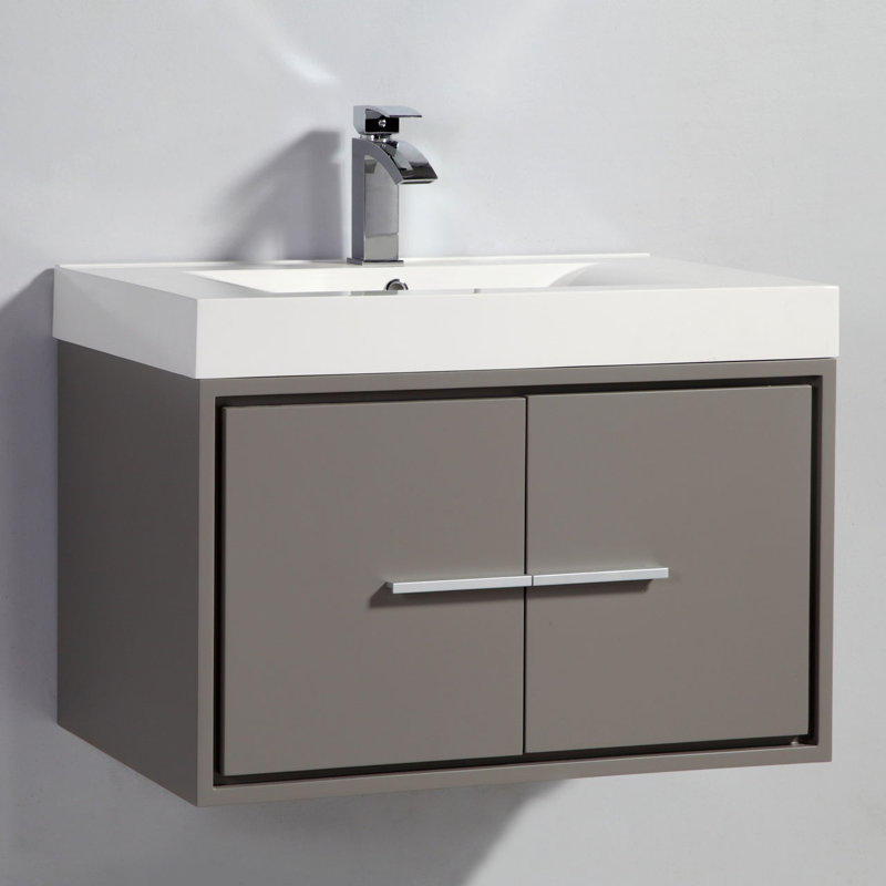 Ensemble de meuble-lavabo mural simple 30 po Shalisa, Gris