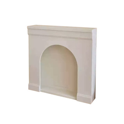 Beige Solid Wood Electric Fireplace