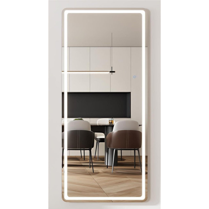 LED Full Length Mirror, 71" X 28" Oversized LED Mirror Full Length Lighted Floor Standing,Hanging Floor Mirror With Lighted Stand Free Standing For Bedroom,Livingroom,Rect Style