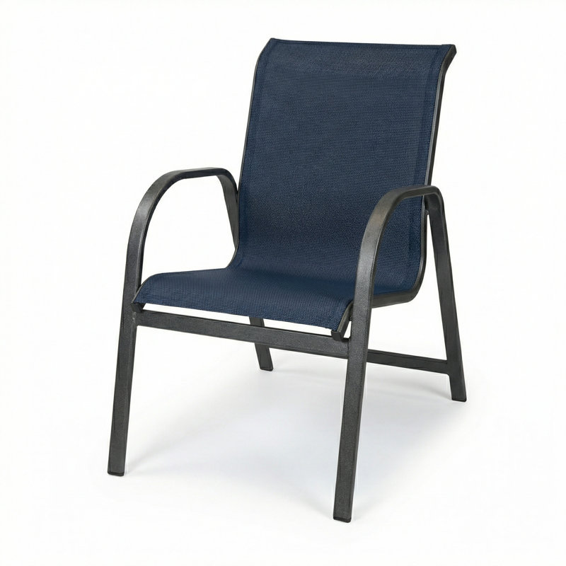 Windward Outdoor Ocean Breeze Arm Chair, Dupioni Sapphire Sling/Anthracite
