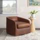 Paralimni Genuine Leather Swivel Armchair
