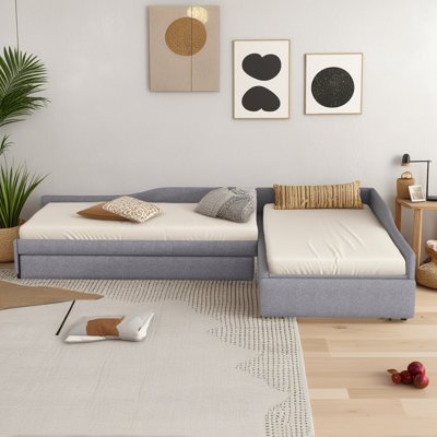 L-shaped Twin Size Daybed With Trundle, Daybed With Storage Drawer by Latitude Run