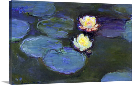 «Water Lily, Détail» par Claude Monet, reproduction d'art, H 22 po x l 36 po x P 1,5 po, Toile
