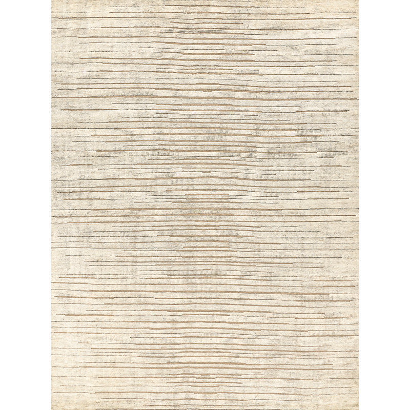 Eaton Hand-Knotted Area Rug in Beige, Rectangle 6' x 9'