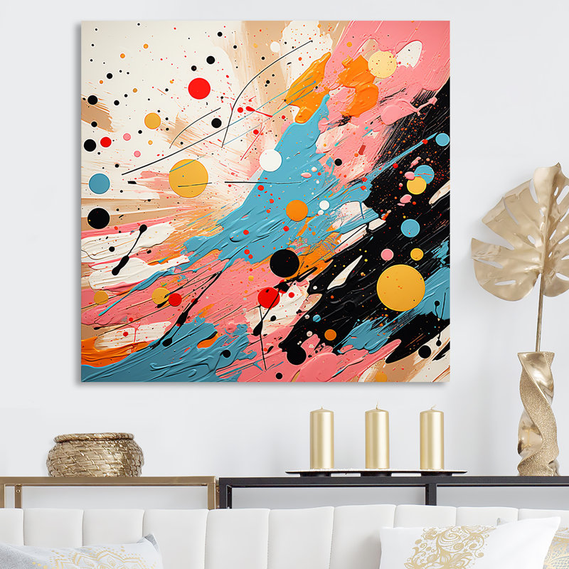 Bleu et rose abstrait Pop Fusion II - art mural Pop, Toile tendue, H 16 po x l 16 po