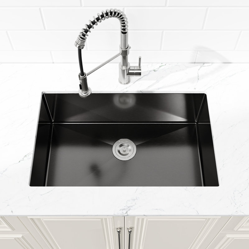 Handmade 304 Stainless Steel Sink 30" X 19" - Black Undermount Workstation For Efficient Space Management And Food Prep Modern Single Bowl With Practical Functionality