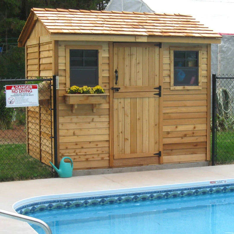 9 ft. W x 6 ft. D Cabana Cedar Wood Pool and Garden Shed