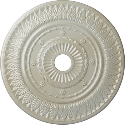 Endurathane Leaf Ceiling Medallion, 26 3/4"OD x 3 5/8"ID x 1 1/8"P (Fits Canopies up to 3 5/8"), Hand-Painted Flash Blue Finish