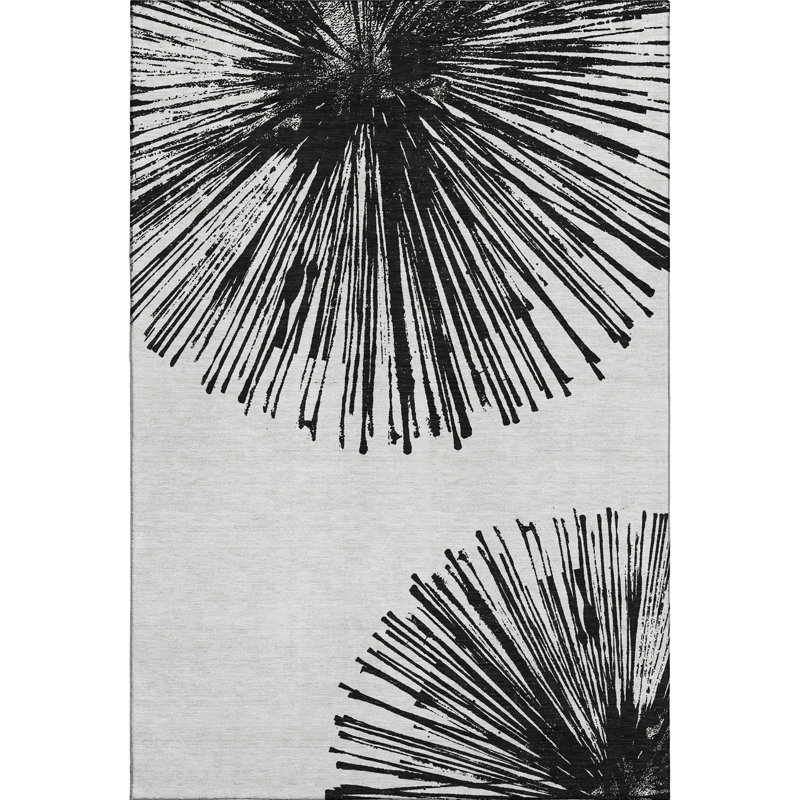 Tapis noir Cerrito lavable à la machine de qualité supérieure, Rectangle 2 pi 6 po x 3 pi 10 po