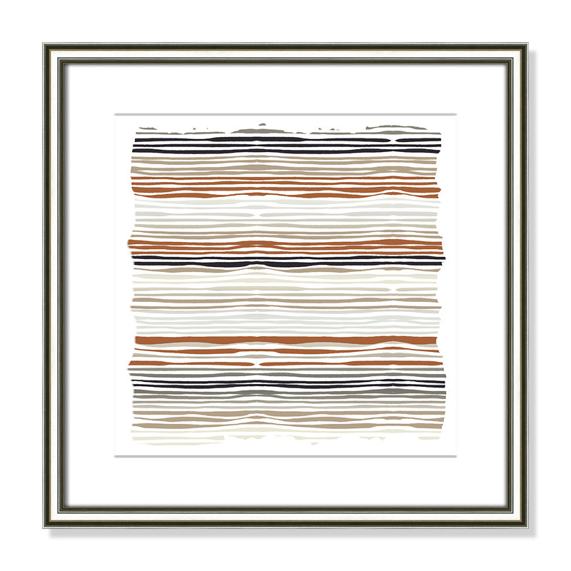 «Stripes Square Print» par Kimberly Allen, 18.25'' W x 18.25'' H, Matted Print, Argent classique