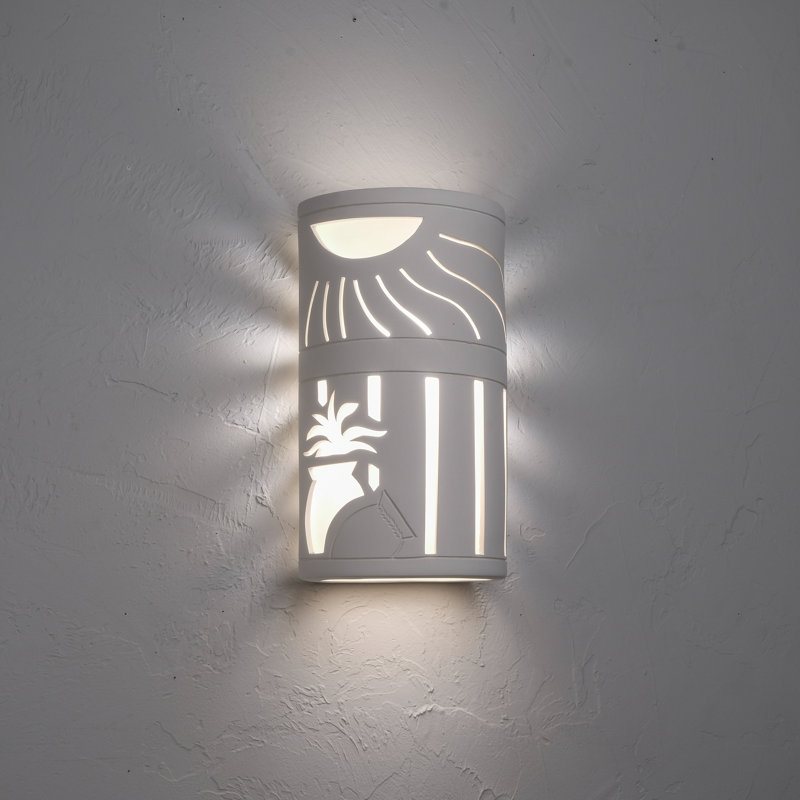 Lampe murale d'extérieur en céramique Ninamarie, ampoule DEL incluse, Blanc pouvant être repeint