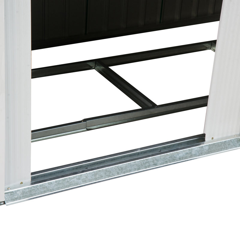 Green and White Metal Garden Storage Shed with Windows