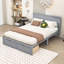 Lit plateforme en bois avec tiroir de rangement et tête de lit-743472501-743472500