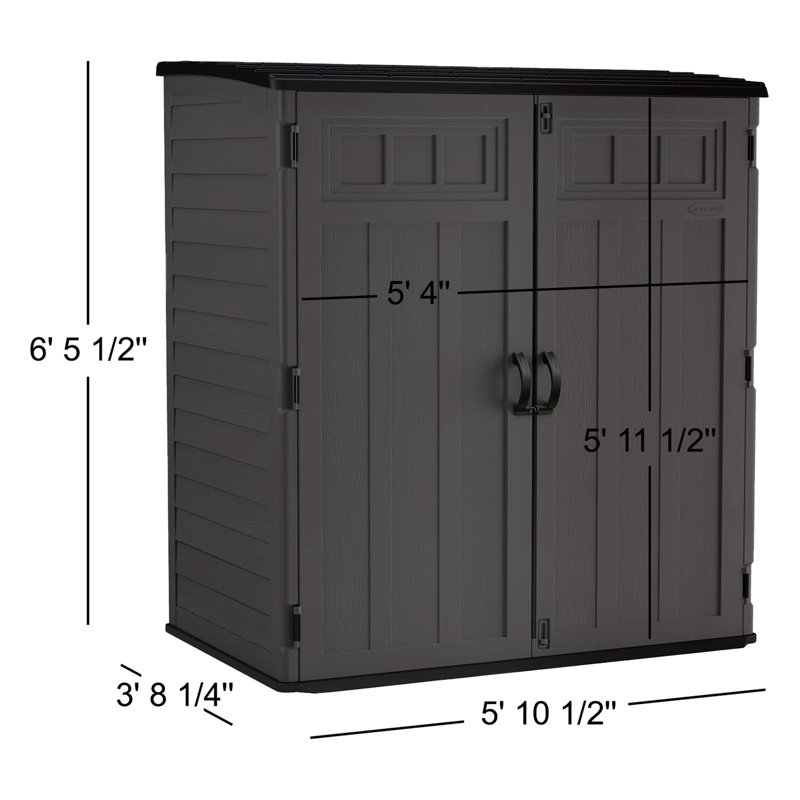 Remise de rangement verticale en résine avec portes doubles l 70,5 po x P 44,25 po Suncast, fabriquée aux États-Unis
