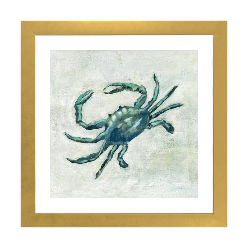 Indigo Sea Life II par Silvia Vassileva - reproduction d'art, H 24 po x l 24 po x p 1 po, Gold Paper, Blanc