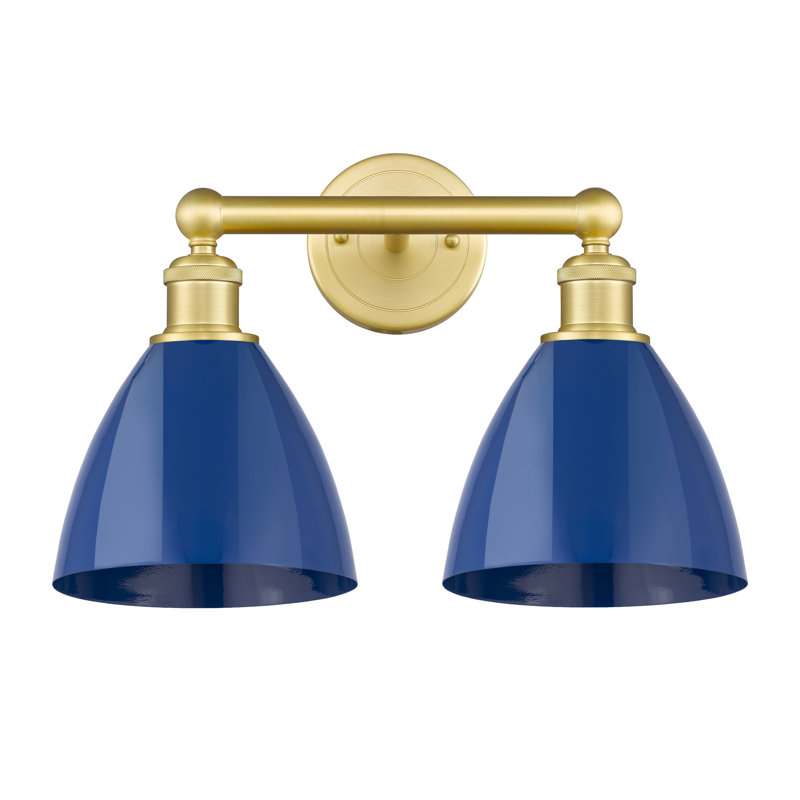 Éclairage pour meuble-lavabo de salle de bain 2 lumières 16,5 pouces Anjail Dome, Bleu, Or satiné