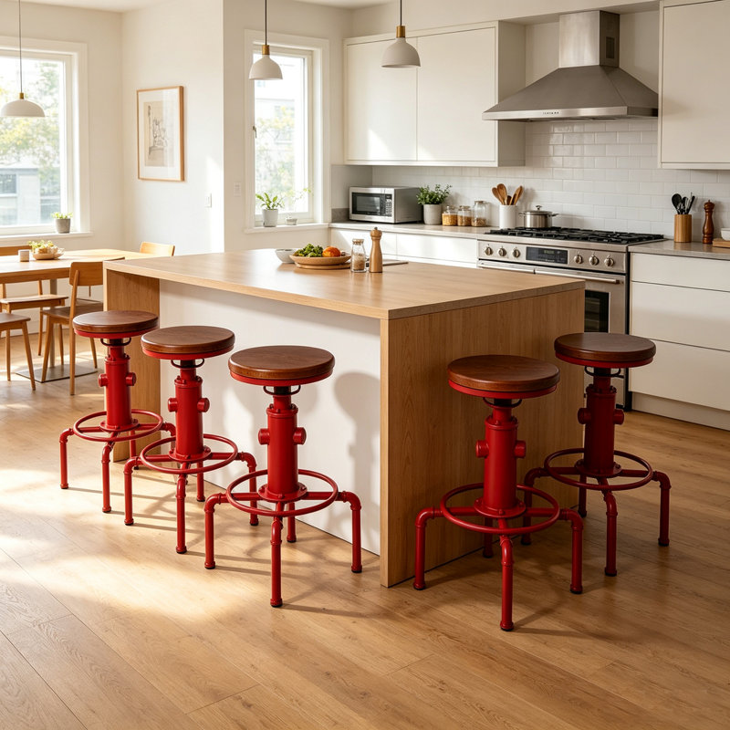 Tabouret de bar Dicot, Brun / Rouge, 4