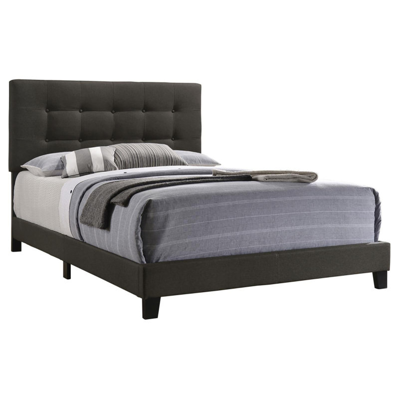 Charcoal Tufted Queen Panel Bed, Queen
