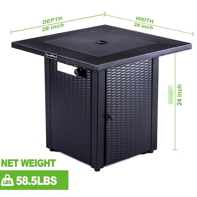 28In Fire Pit Table For Outdoor Use, 50,000Btu, Propane, Lid, & -Look, Lava Stone, Adjustable Flame, Patio Backyard Garden Gas,