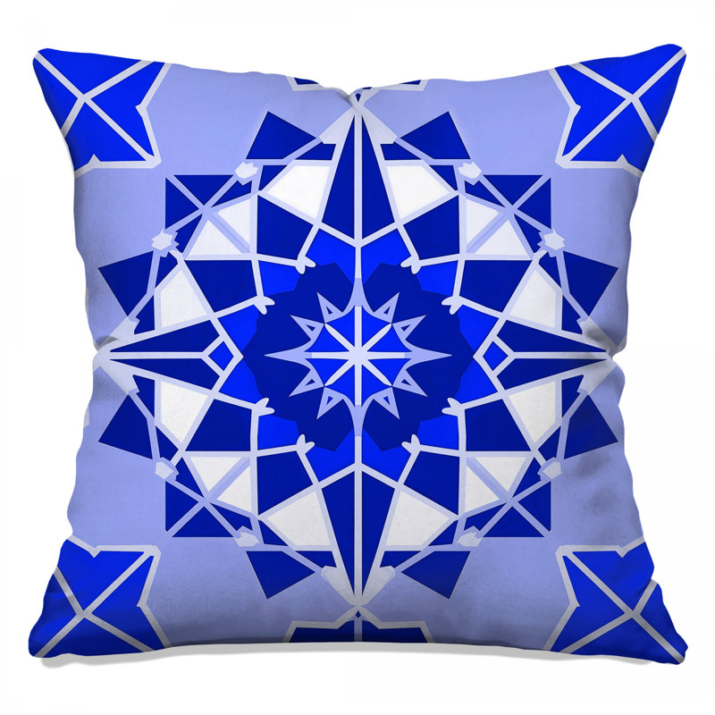 Blue Geometric Mandala Double Sided Throw Pillows, 20 x 20 inches
