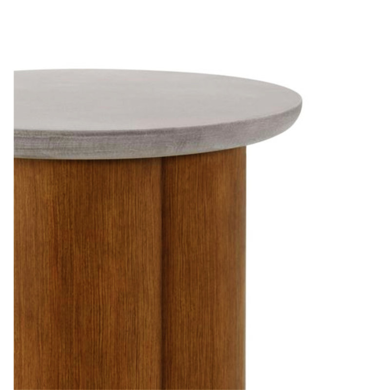 Table de bout en faux béton et finition noyer Evenlyn