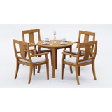 5 Pcs Grade-A Teak Wood Dining Set: 48" Round Table And 4 Osborne Arm Chairs #11OS1004