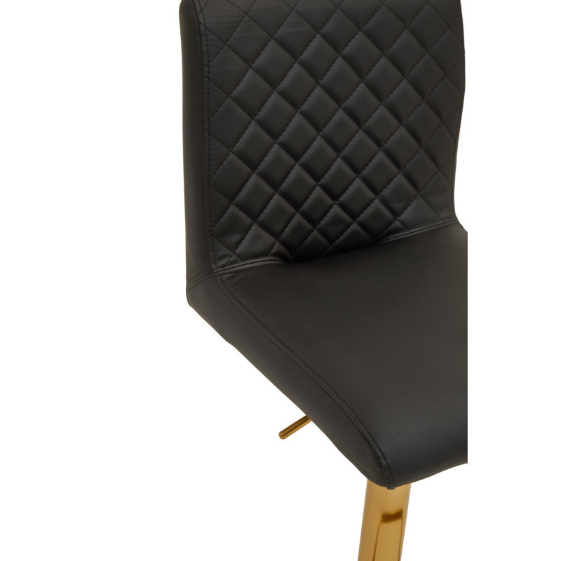Wilksboro Swivel Upholstered Adjustable Height Counter Stool with Metal Frame, Black, Gold