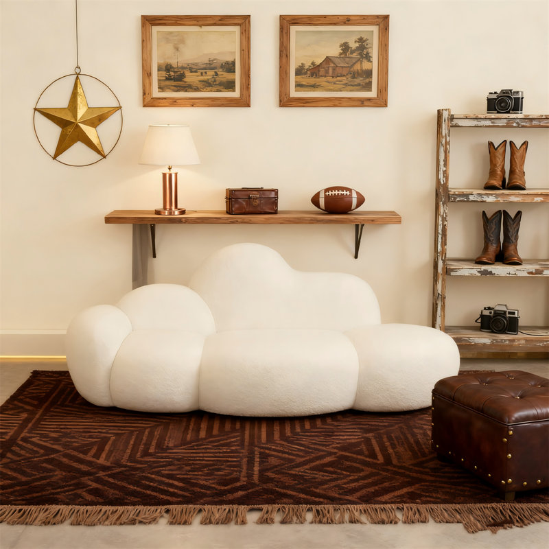 Canapé modulaire en forme de nuage, canapé modulaire incurvé moderne de 60 po avec velours moelleux, siège polyvalent pour le salon et les petits espaces