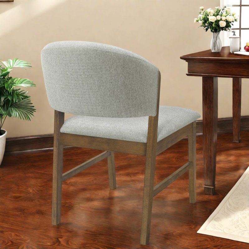 Ensemble de 2 chaises de salle à manger modernes du milieu du siècle, en bois d'hévéa pour petite cuisine, Brown Wood