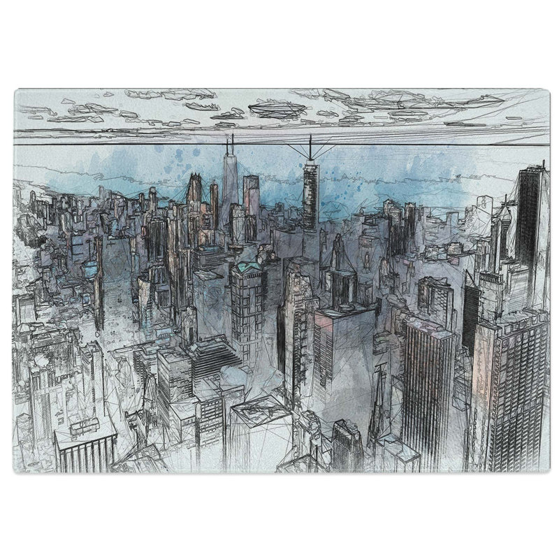 Tempered Glass The Beauty of the Chicago Skyline in Abstract Cutting Board, 28.5 cm W x 20 cm L