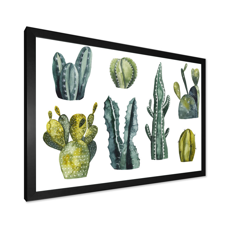Cactus sur fond blanc, reproduction sur toile flottante, Cadre photo noir, H 8 po x l 12 po x P 1 po