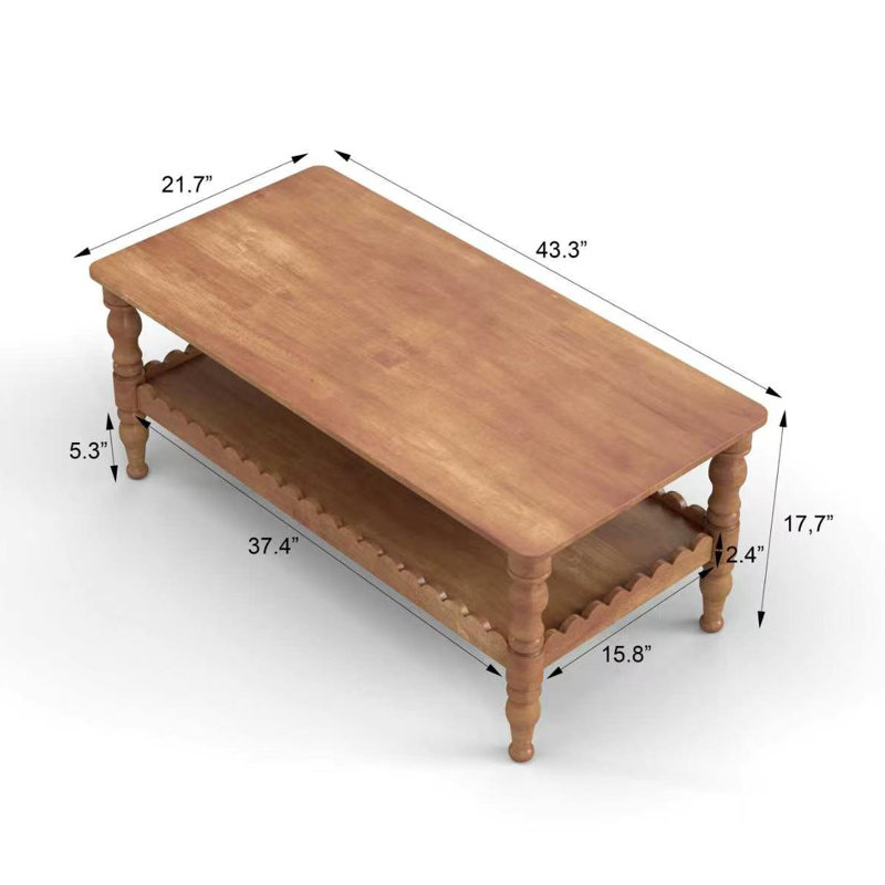 Table basse à 2 niveaux Sculptwave Farmhouse, Rectangulaire