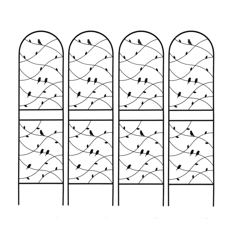 4 Pack Metal Garden Trellis 71" X 19.7" Rustproof Trellis For Climbing Plants Outdoor Flower Support Bird Deco Black