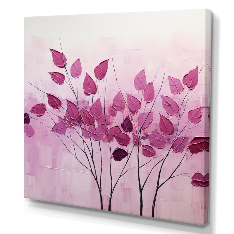 Magenta Motion Leaf style minimaliste II, Toile tendue, H 30 po x l 30 po x P 1 po