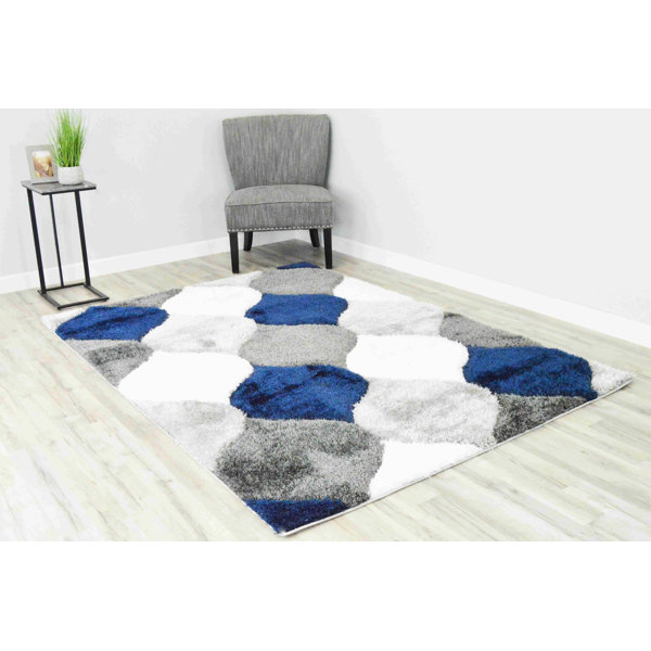 Wrought Studio Modern Arriola Shag Abstract Geometric Rug For Living ...