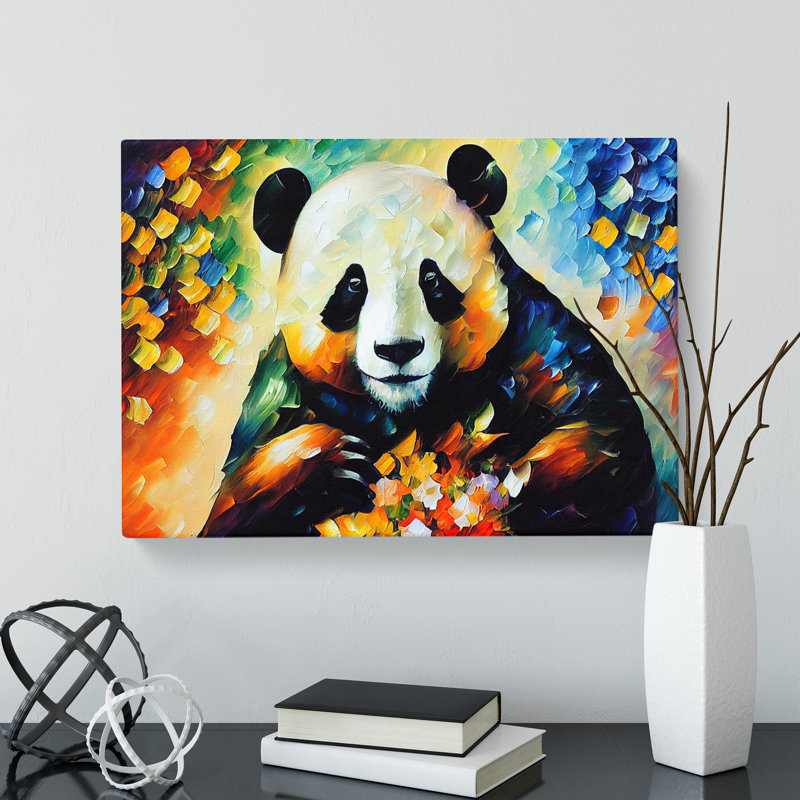 Panda Painted Vol.1 Abstract - Wrapped Canvas Painting, 35cm H x 50cm W x 3cm D