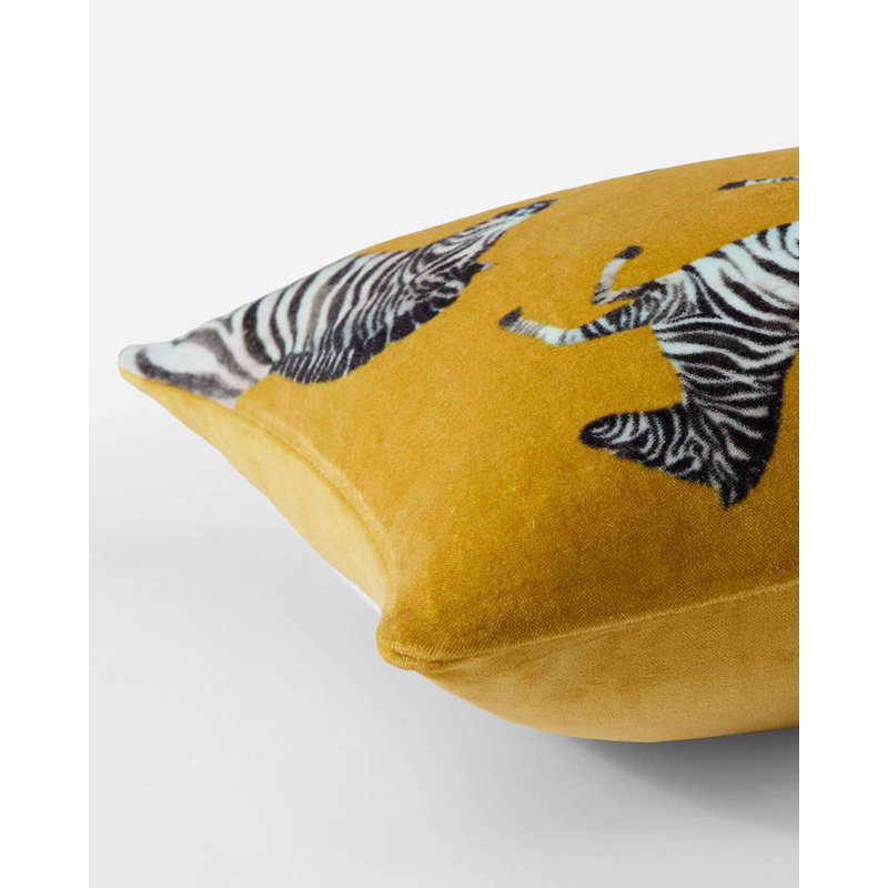 Petit coussin lombaire velours aquarelle zèbre, Graines de cardamome