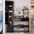 43.3" 3-Piece Vanity Set with Lighted LED Mirror, Full-Length Mirror Cabinet & Stool, Black-126618476