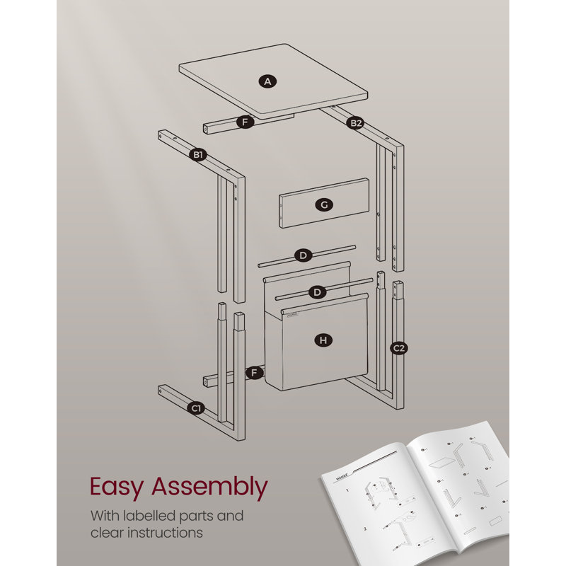 Alexann Sled End Table, White, White