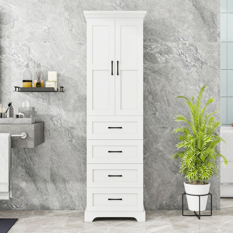 3 Drawers Bathroom Storage Cabinet with Adjustable Shelves and Soft-Close Doors