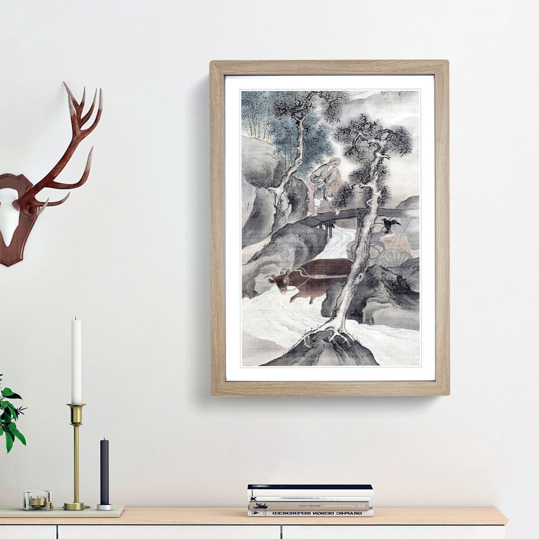 Water Buffalo Returning Home by Yosa Buson - Framed Print