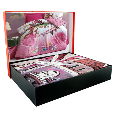 Ensemble de housse de couette 100% coton rose 4 pièces