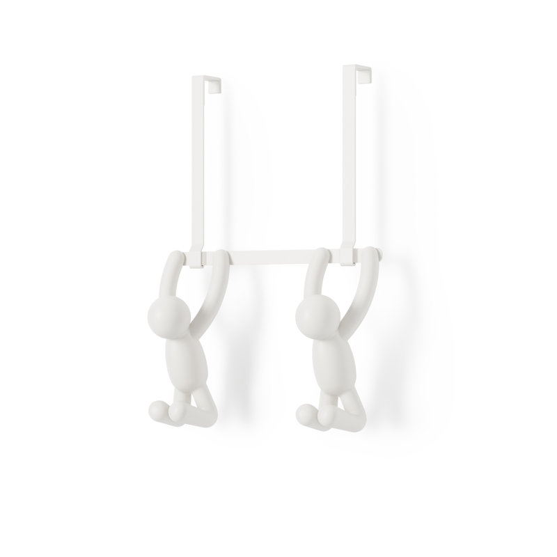 Buddy White Plastic Over-the-Door Double Hook Rack