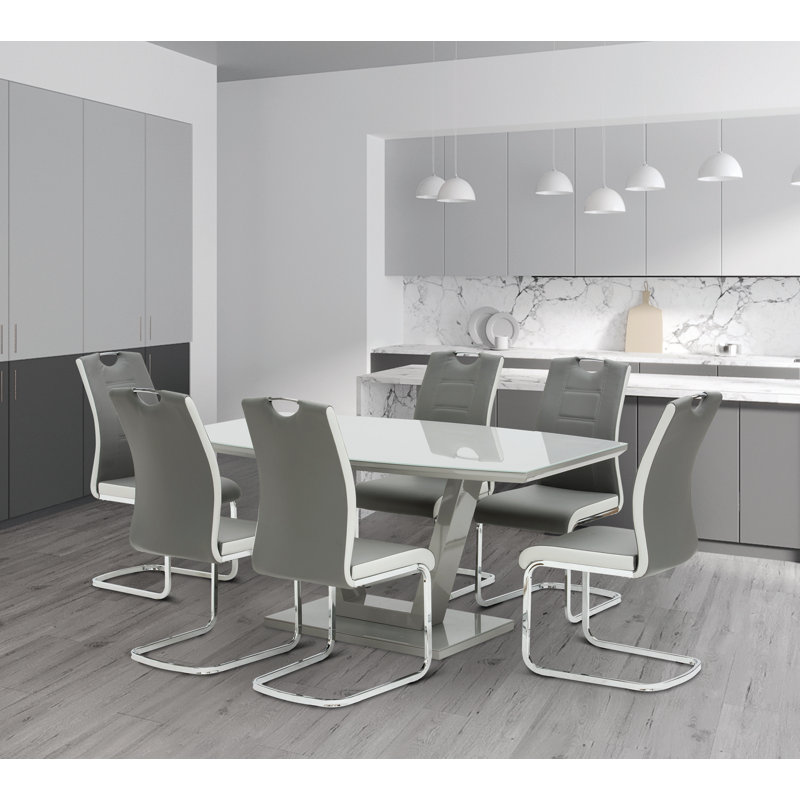 Donovan Upholstered Metal Side Chair in Grey