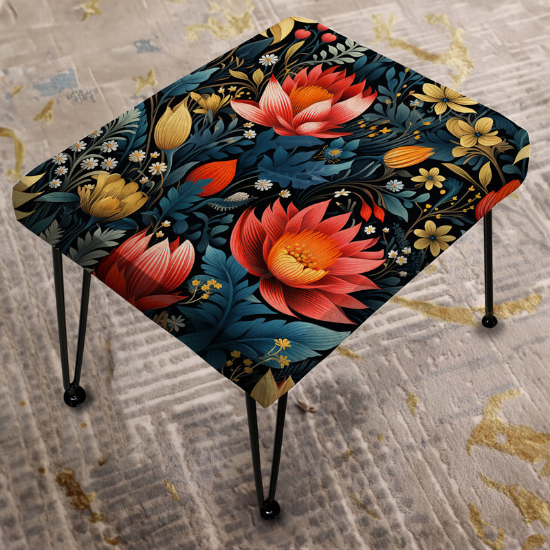 Tropical Jungle Red Floral Retreat - Floral Rectangle Ottoman