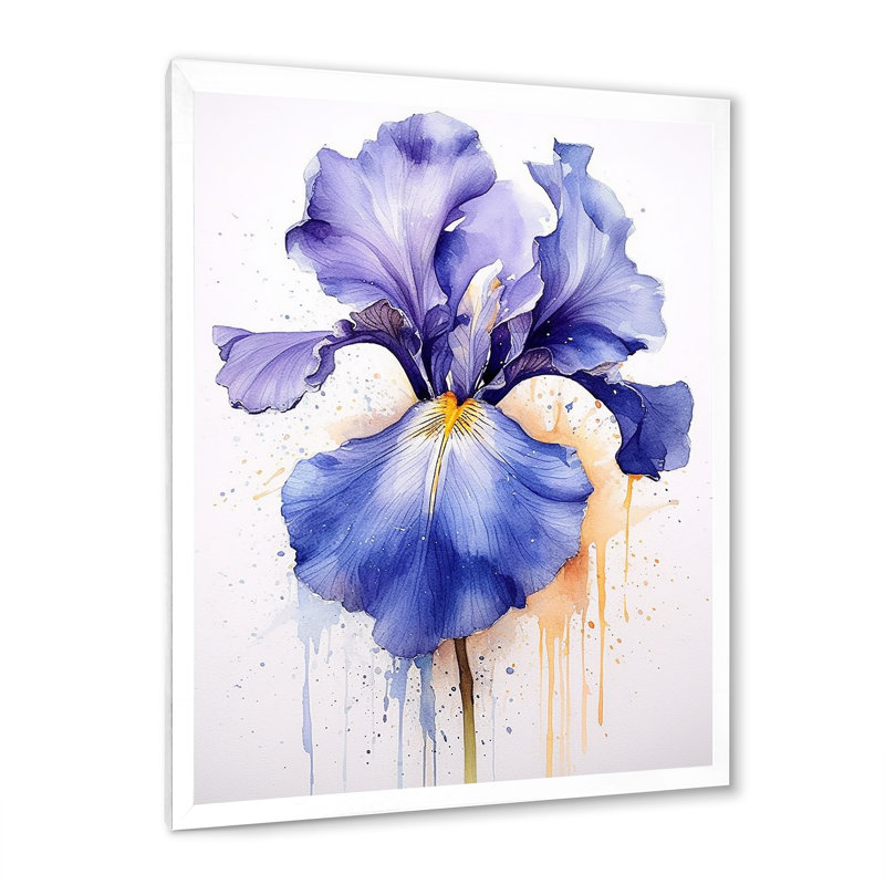 Impression sur toile mauve, gris et iris II, H 44 po x l 34 po x P 1 po, Cadre photo blanc