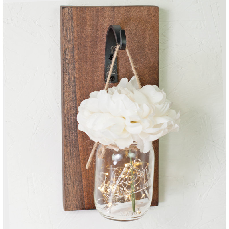 Handmade Farmhouse Plants & Flowers Wall Decor on Solid Wood, White