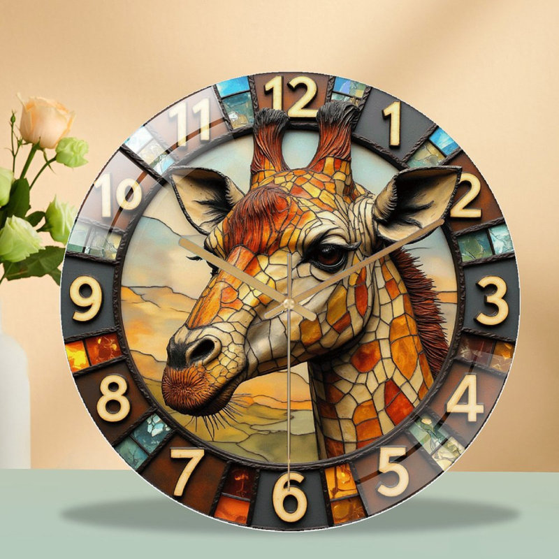 Girafe, horloge murale 12 po